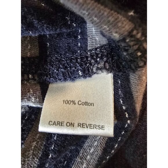 Billy Reid XL Navy Gray White Striped Cotton Crewneck Peru - Picture 6 of 9